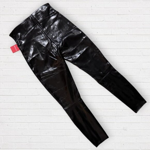 NWT SPANX Faux Patent Leather Black Shiny Leggings Regular Length Style 20301R - Picture 4 of 10